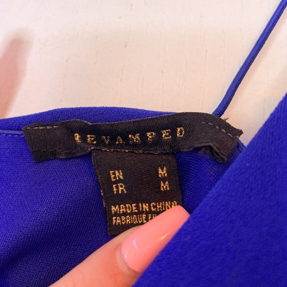 Revamped | Royal Blue Mesh Side Cutout Mini Dress - Picture 5 of 7